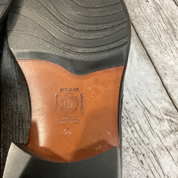 Stefano Castelli Mens Sz EU 46 US 13 Black Leather Wing Tip Slip-On Dress Shoes - Picture 5 of 8